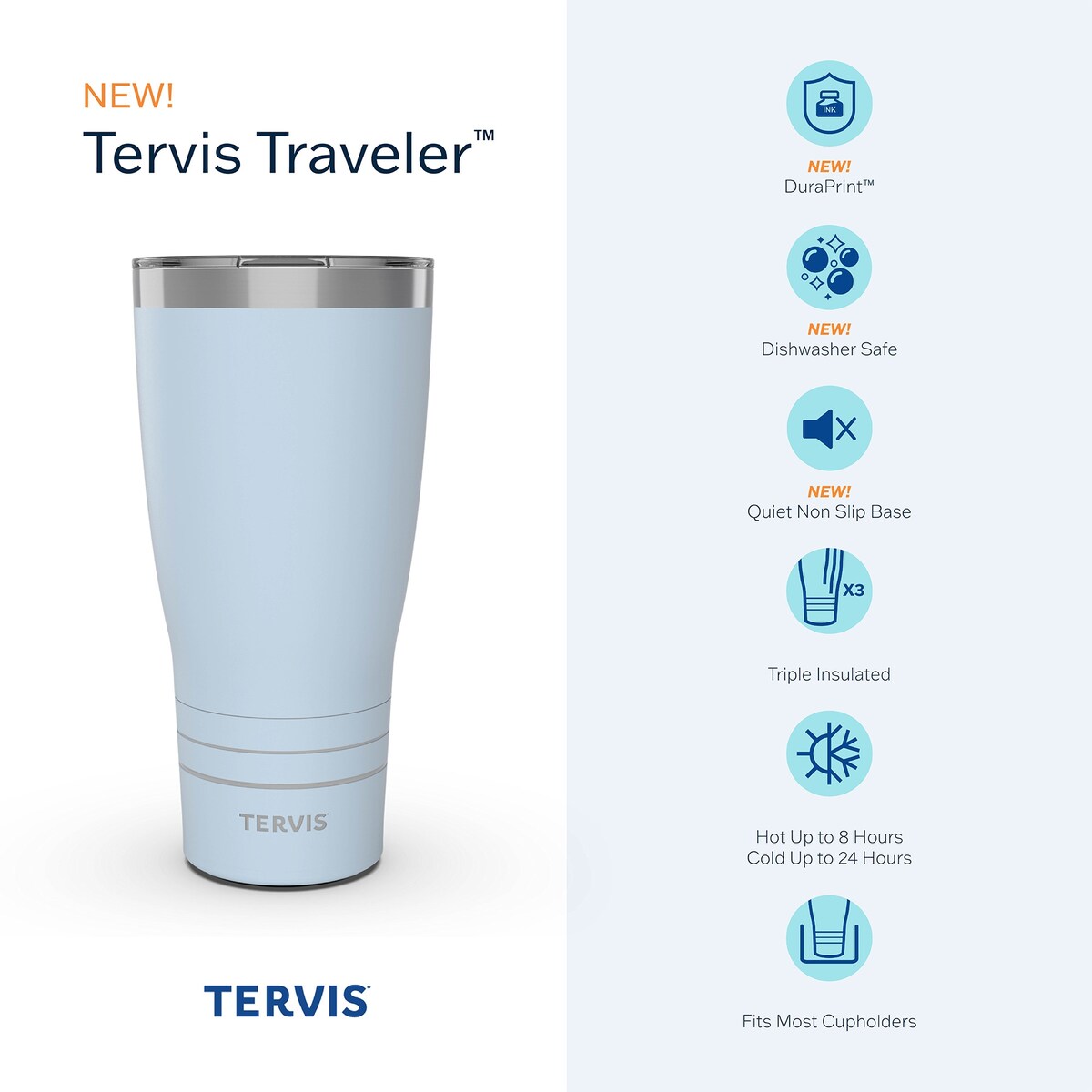 Tervis Traveler Paw Prints Triple Walled Insulated Travel Tumbler, Stainless Steel