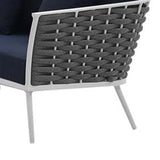 Tess 5 Piece Patio Sectional Sofa Set, All Weather Fabric, Blue, White