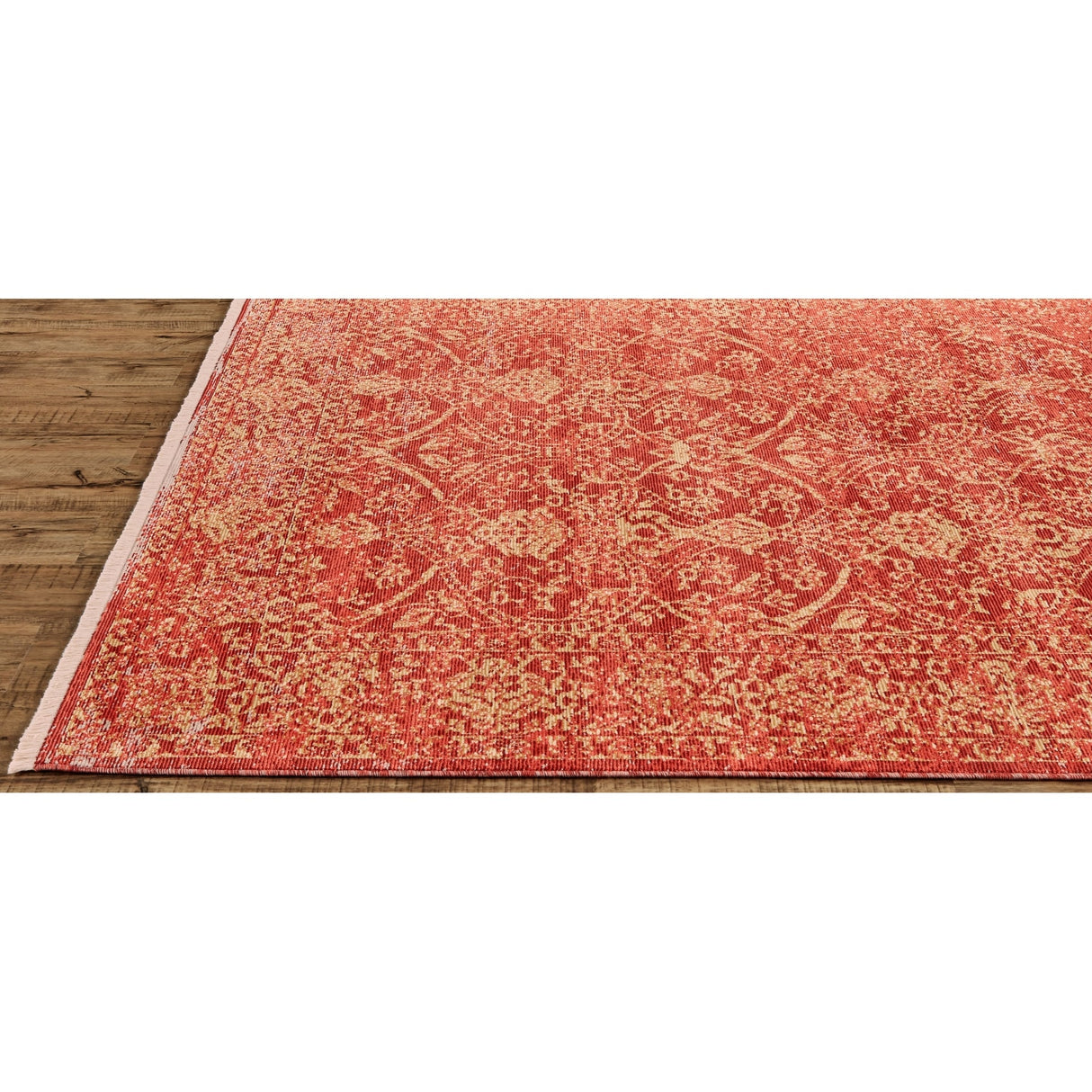 Tessina Distressed Ornamental Rug, Red/Gold/Orange, Area Rug