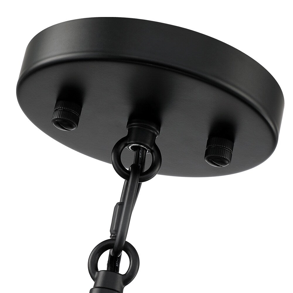 Tetra 3-Light Drum Pendant Chandelier with Black Canopy - 16 in. W