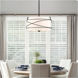 Tetra 3-Light Drum Pendant Chandelier with Black Canopy - 16 in. W