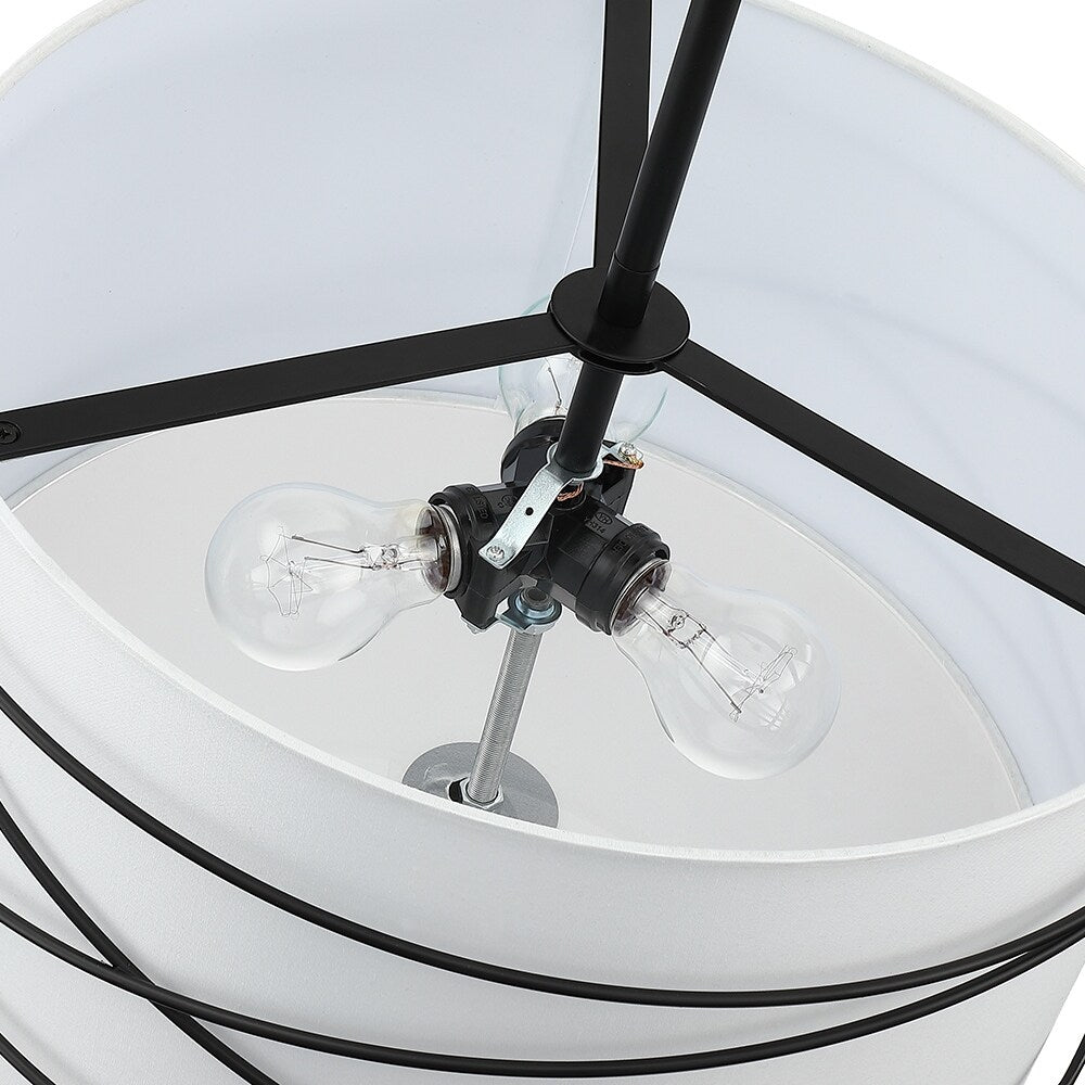 Tetra 3-Light Drum Pendant Chandelier with Black Canopy - 16 in. W