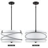 Tetra 3-Light Drum Pendant Chandelier with Black Canopy - 16 in. W