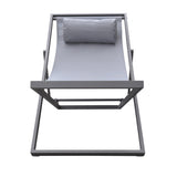 Textilene Upholstered Deck Chair with Padded Headrest, Gray