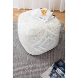 Jani Textured Medallion 20-inch Square Ivory Pouf Ottoman