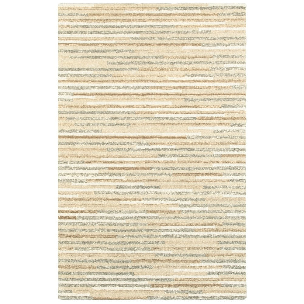 Vista Home Isabel Textured Stripes Handcrafted Wool Area Rug