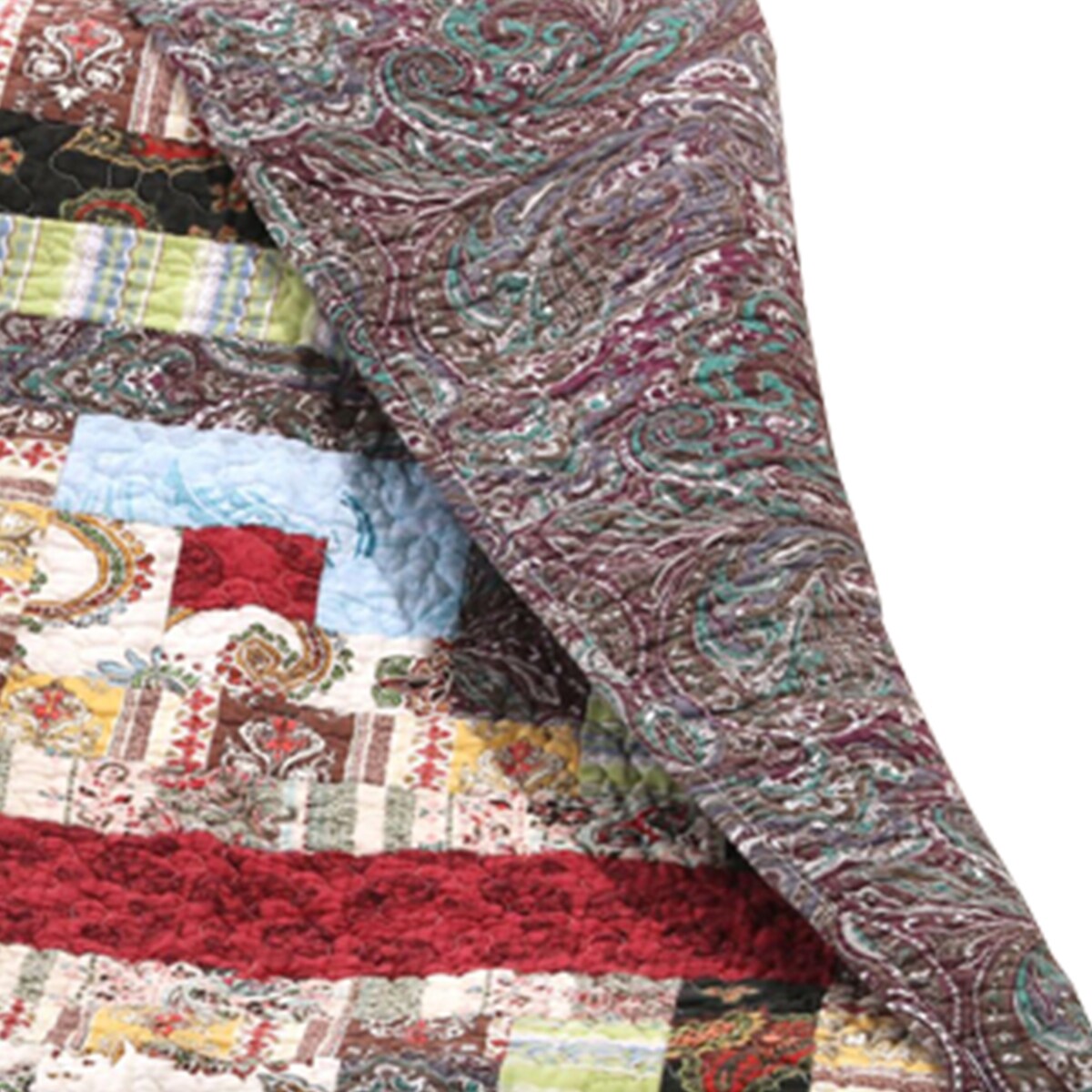 Thames 60 x 50 Inches Cotton Throw with Log Cabin Print, Multicolor