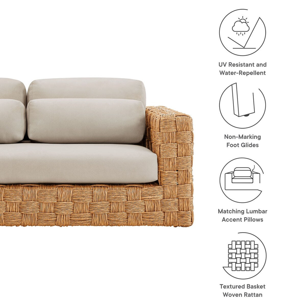 Thames Outdoor Patio Wicker Outdoor Patio Rattan Loveseat