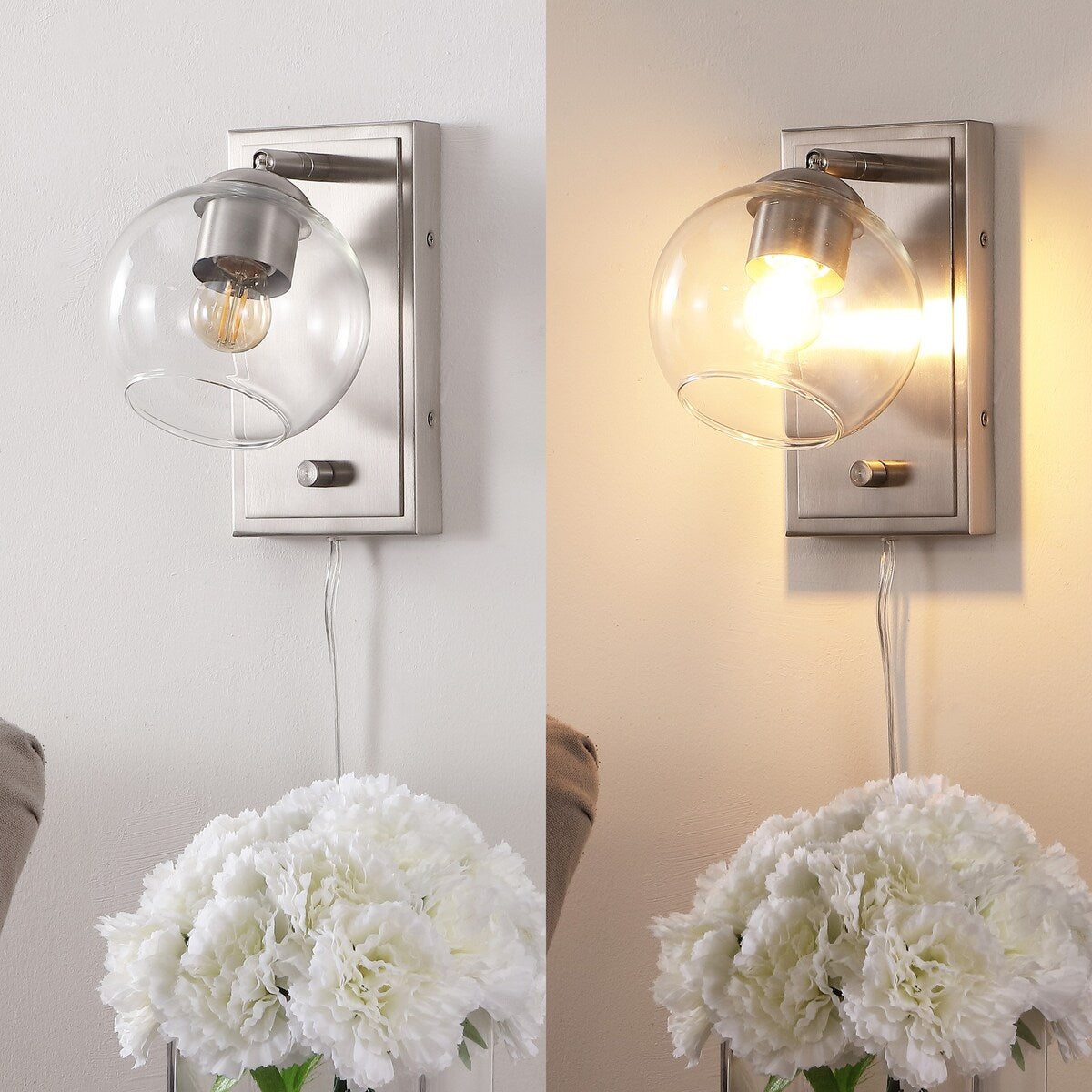 Thatcher 6" 1-Light Minimalist Modern Plug-In or Hardwired Adjustable Iron LED Wall Sconce with Rotary Dimmer, by JONATHAN Y