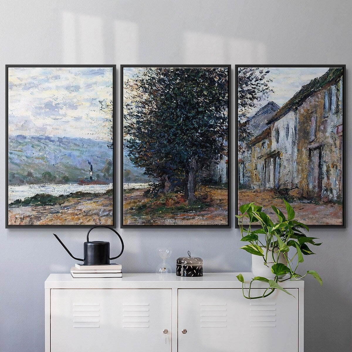 The Banks of the Seine at Lavacourt, 1878 - Multi Piece Framed Canvas