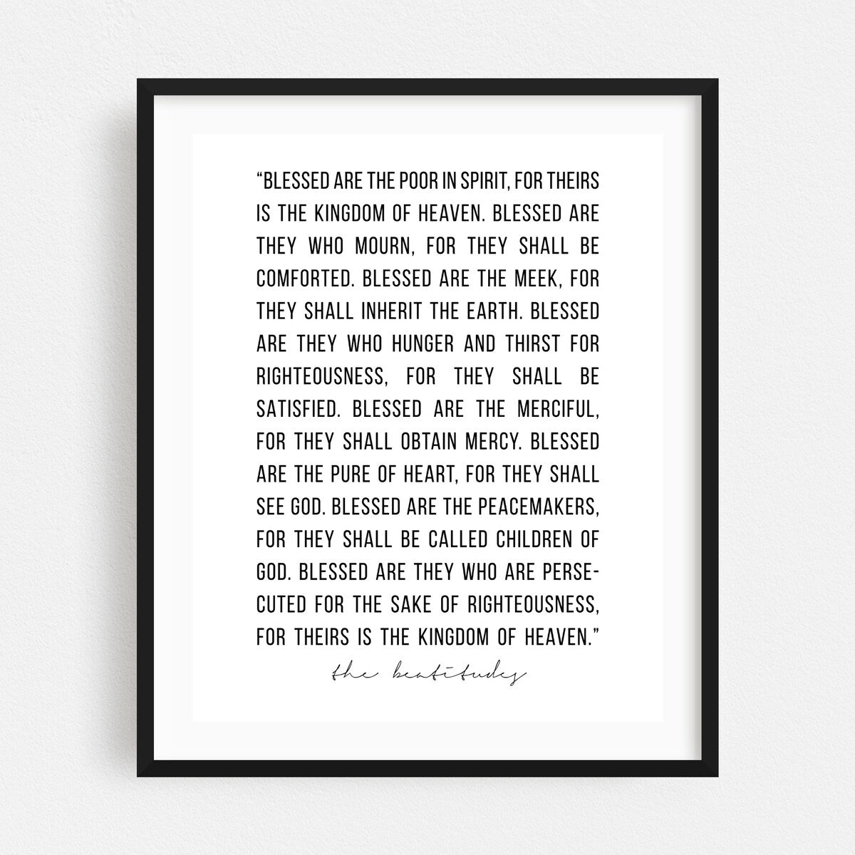 The Beatitudes Typography Bible Christian Religion Art Print/Poster