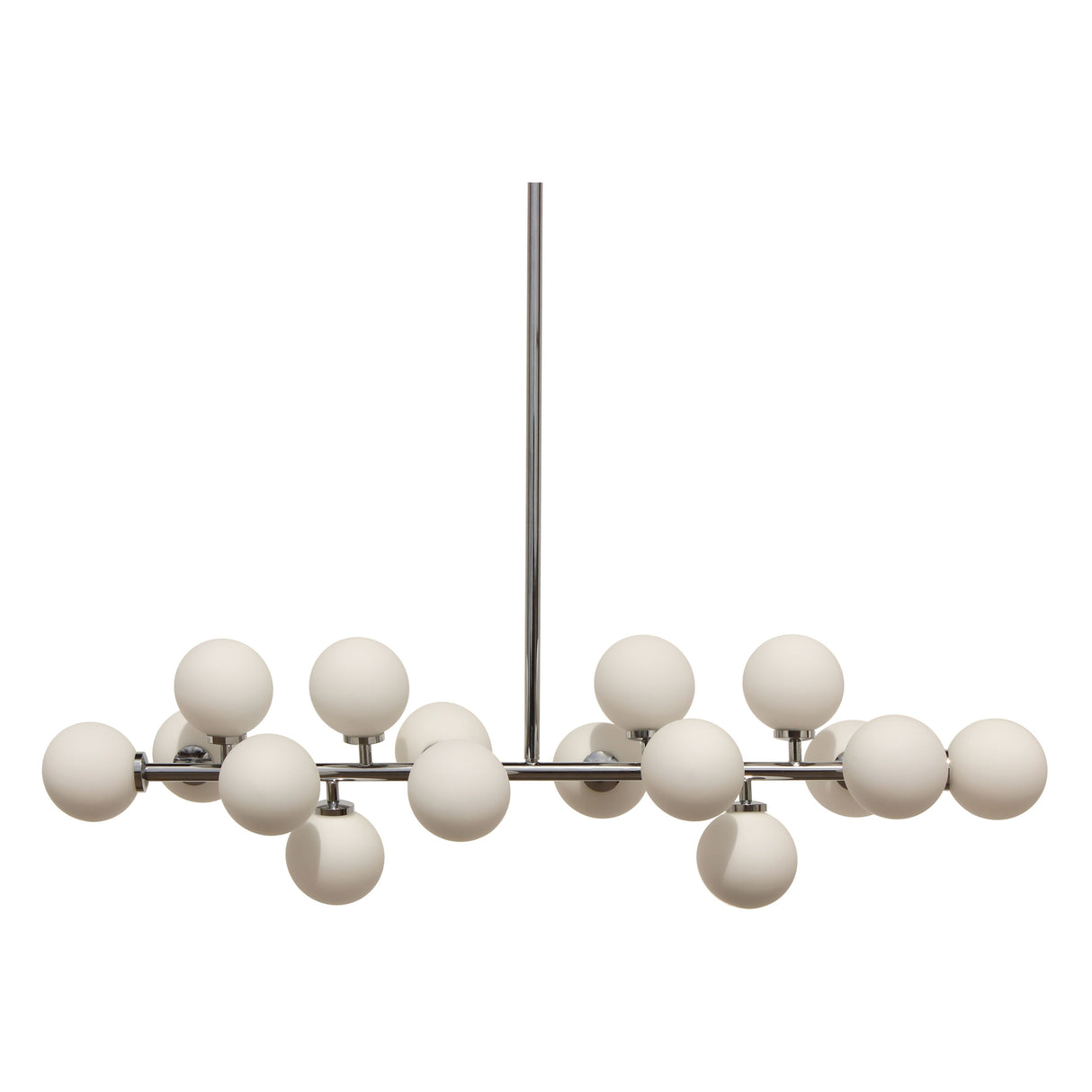 The Broadway Linear Frosted Glass Globe Rectangular Chandelier