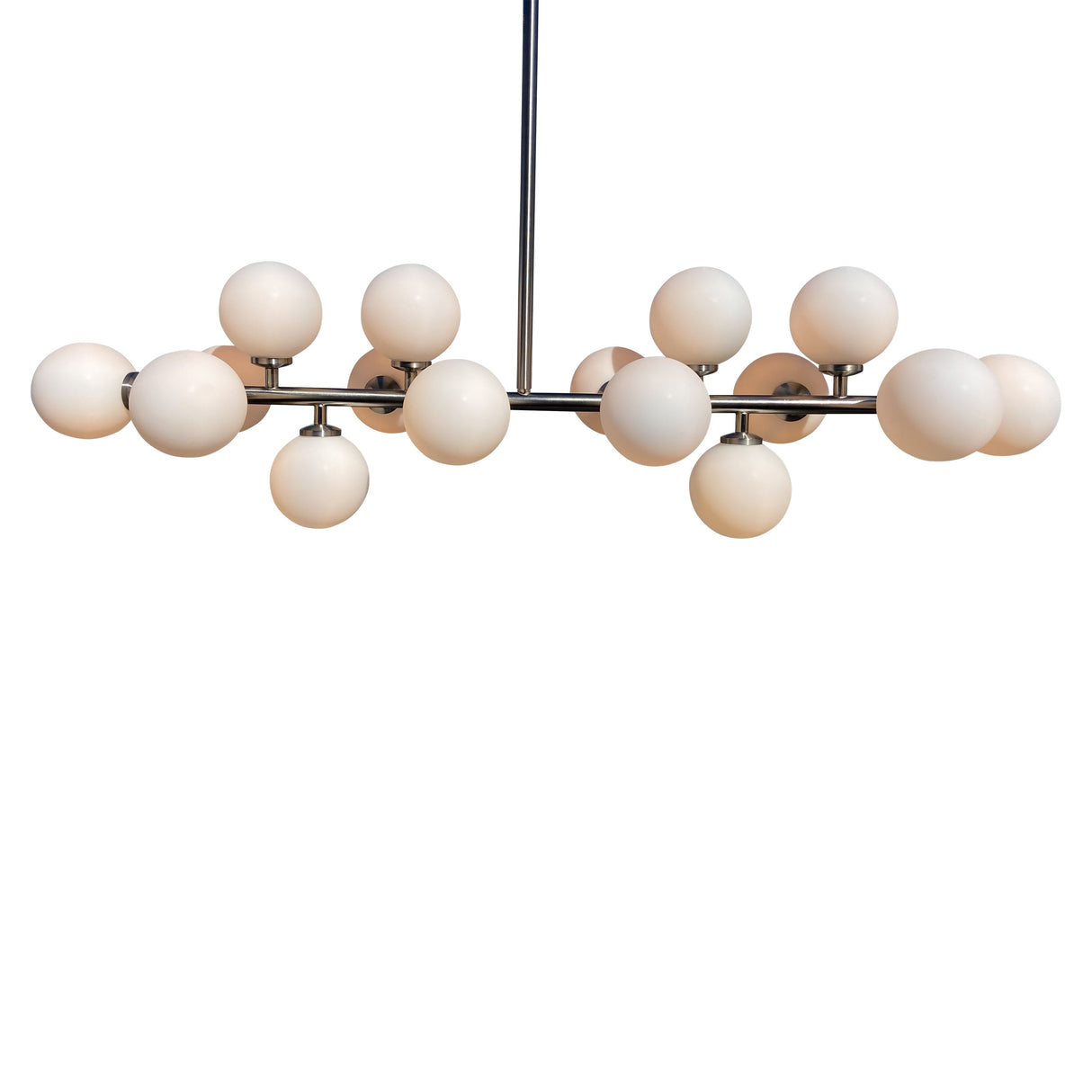 The Broadway Linear Frosted Glass Globe Rectangular Chandelier