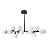 The Broadway Linear Frosted Glass Globe Rectangular Chandelier