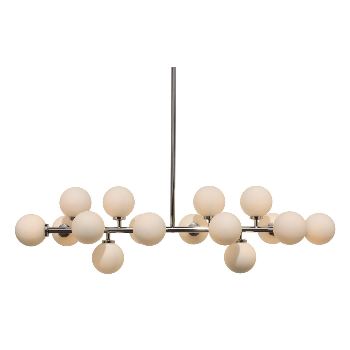 The Broadway Linear Frosted Glass Globe Rectangular Chandelier