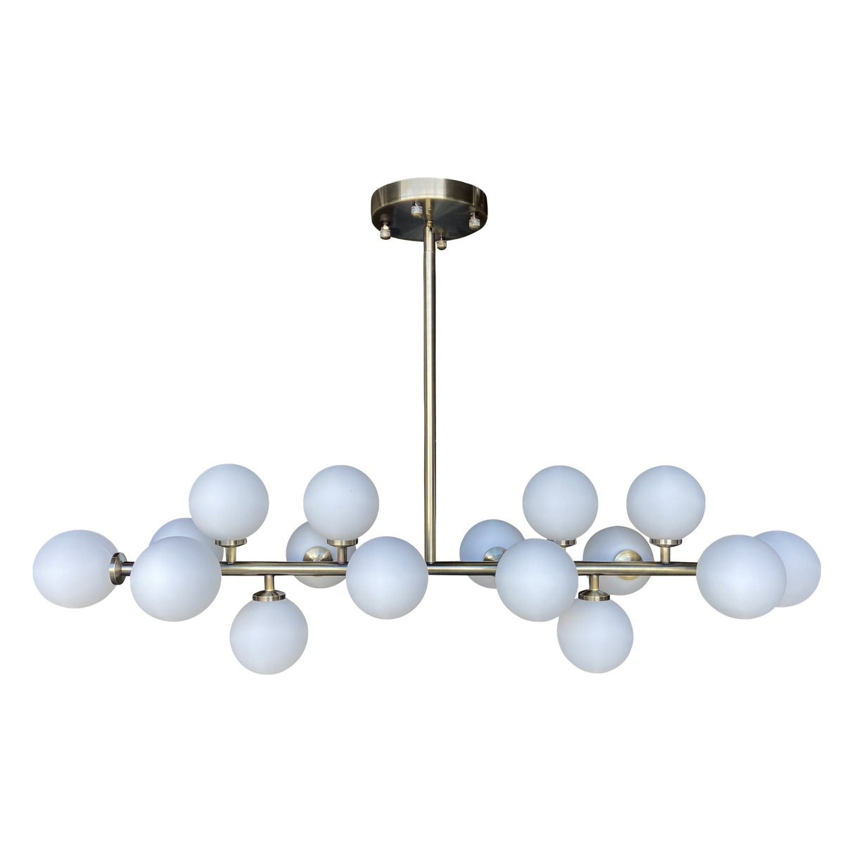 The Broadway Linear Frosted Glass Globe Rectangular Chandelier