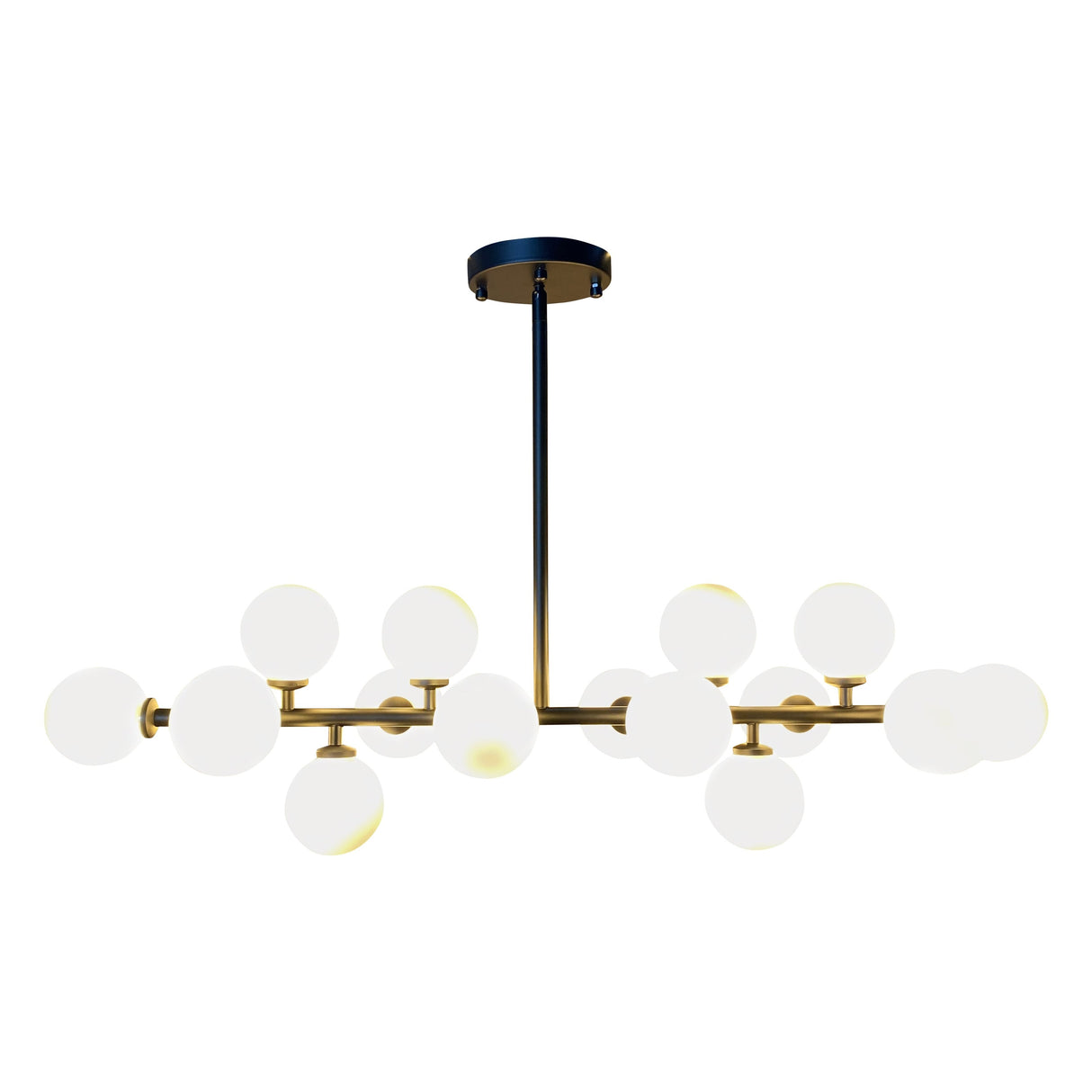 The Broadway Linear Frosted Glass Globe Rectangular Chandelier
