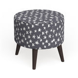 The Curated Nomad Borgarnes Round Ottoman with Splayed Legs in Prints