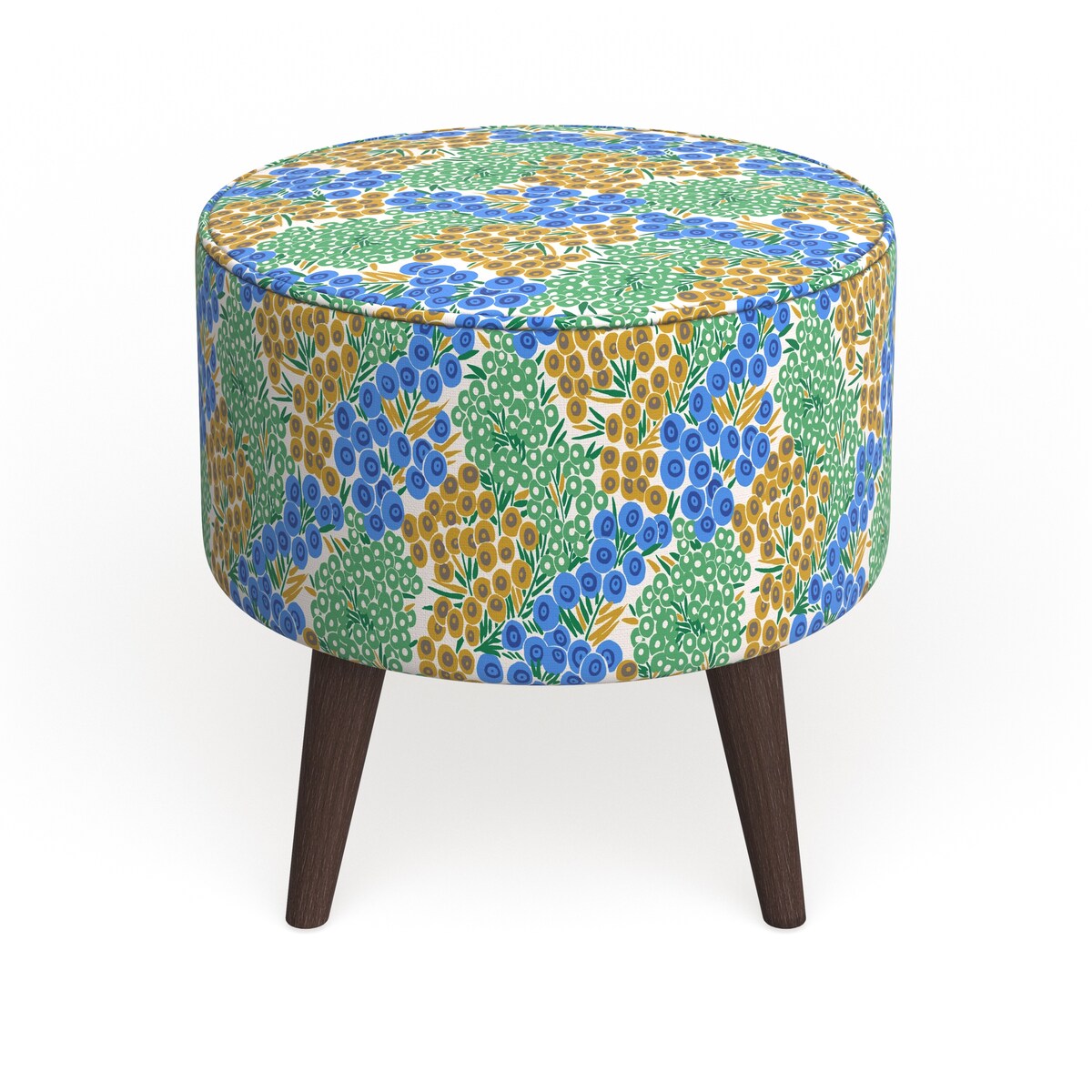 The Curated Nomad Borgarnes Round Ottoman with Splayed Legs in Prints