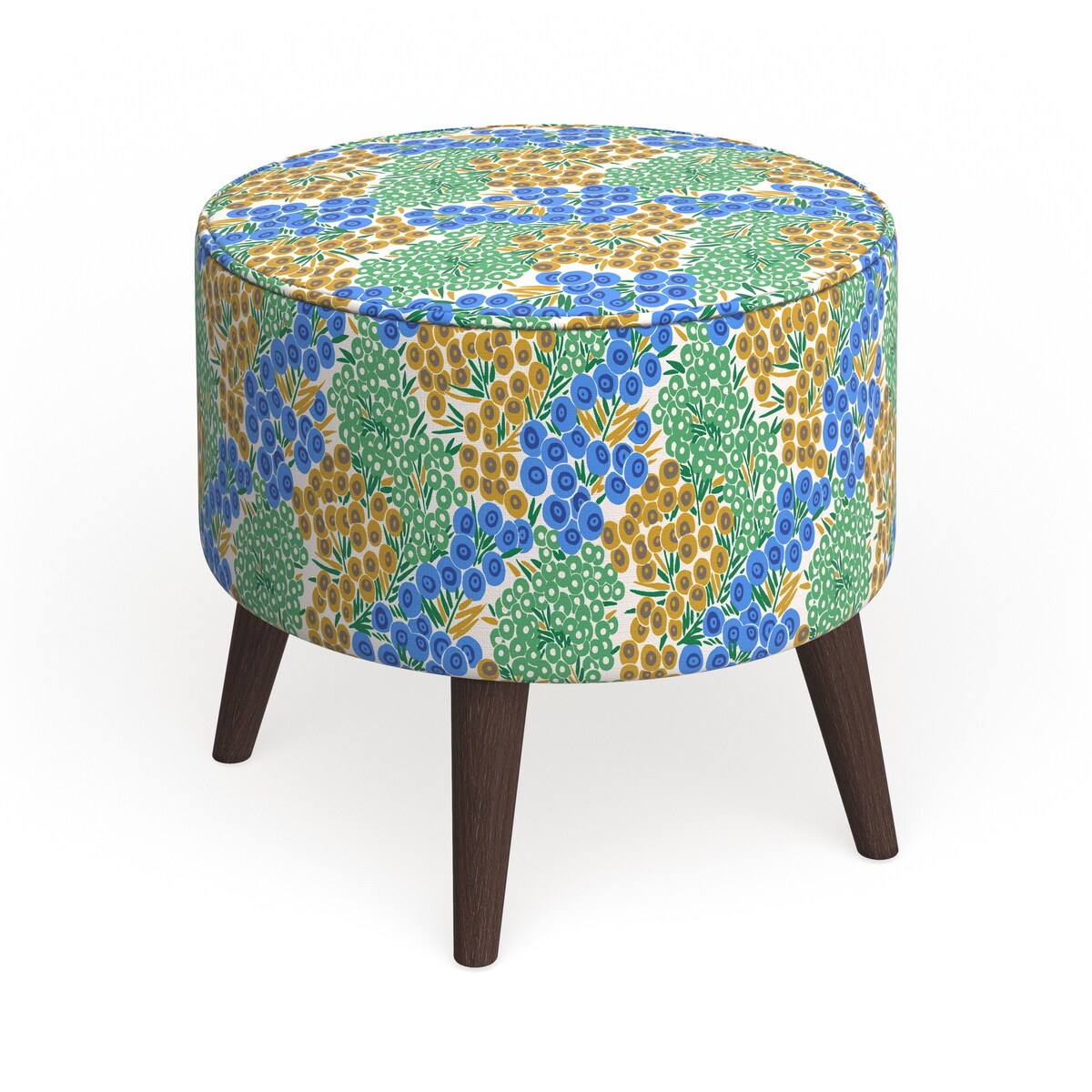 The Curated Nomad Borgarnes Round Ottoman with Splayed Legs in Prints