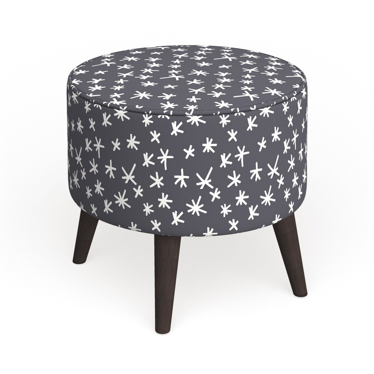 The Curated Nomad Borgarnes Round Ottoman with Splayed Legs in Prints