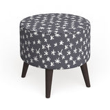 The Curated Nomad Borgarnes Round Ottoman with Splayed Legs in Prints