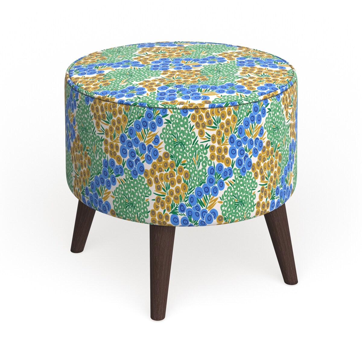 The Curated Nomad Borgarnes Round Ottoman with Splayed Legs in Prints