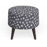 The Curated Nomad Borgarnes Round Ottoman with Splayed Legs in Prints