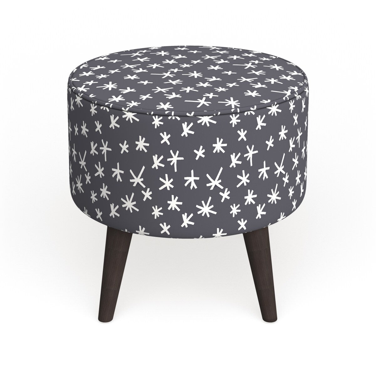 The Curated Nomad Borgarnes Round Ottoman with Splayed Legs in Prints