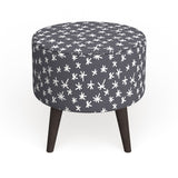 The Curated Nomad Borgarnes Round Ottoman with Splayed Legs in Prints