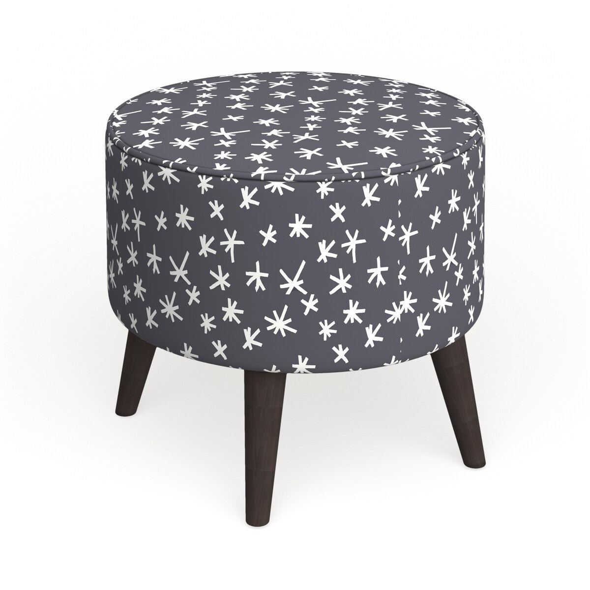 The Curated Nomad Borgarnes Round Ottoman with Splayed Legs in Prints