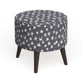 The Curated Nomad Borgarnes Round Ottoman with Splayed Legs in Prints