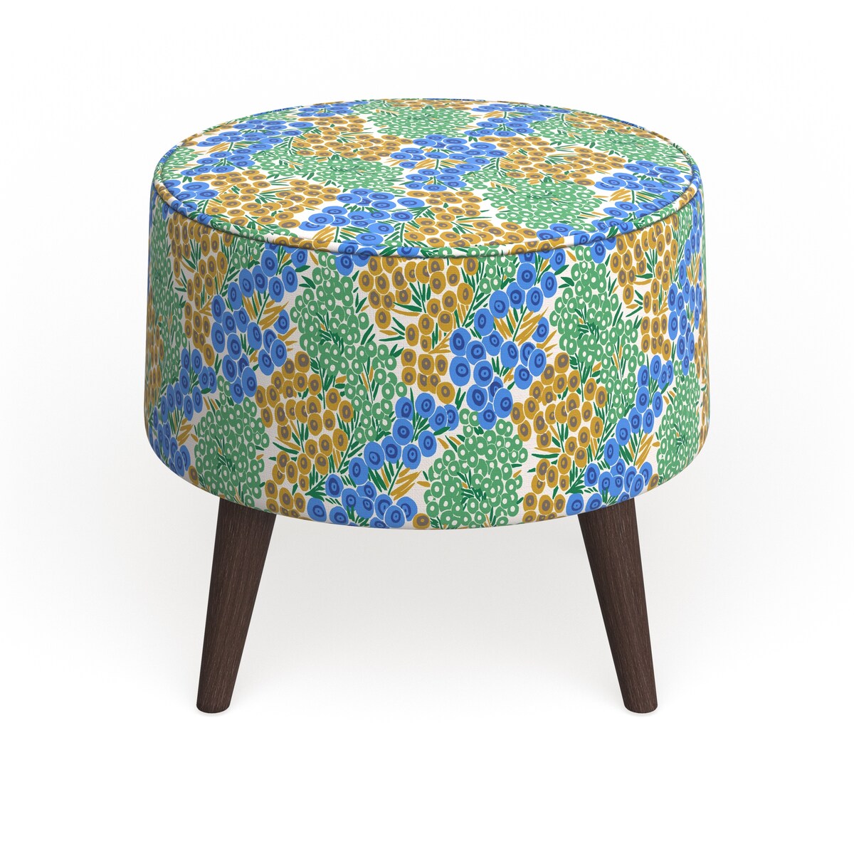 The Curated Nomad Borgarnes Round Ottoman with Splayed Legs in Prints