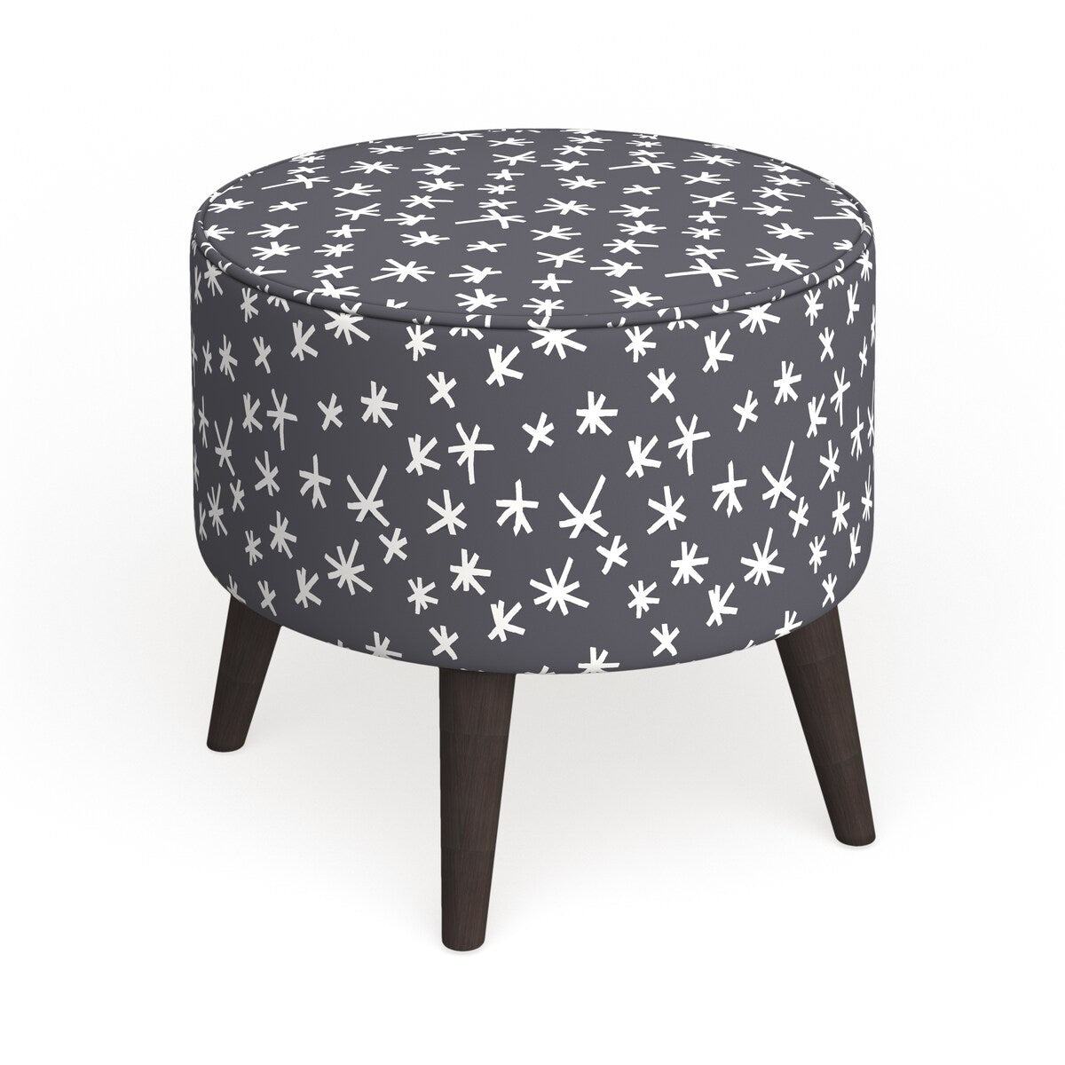 The Curated Nomad Borgarnes Round Ottoman with Splayed Legs in Prints