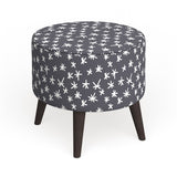 The Curated Nomad Borgarnes Round Ottoman with Splayed Legs in Prints