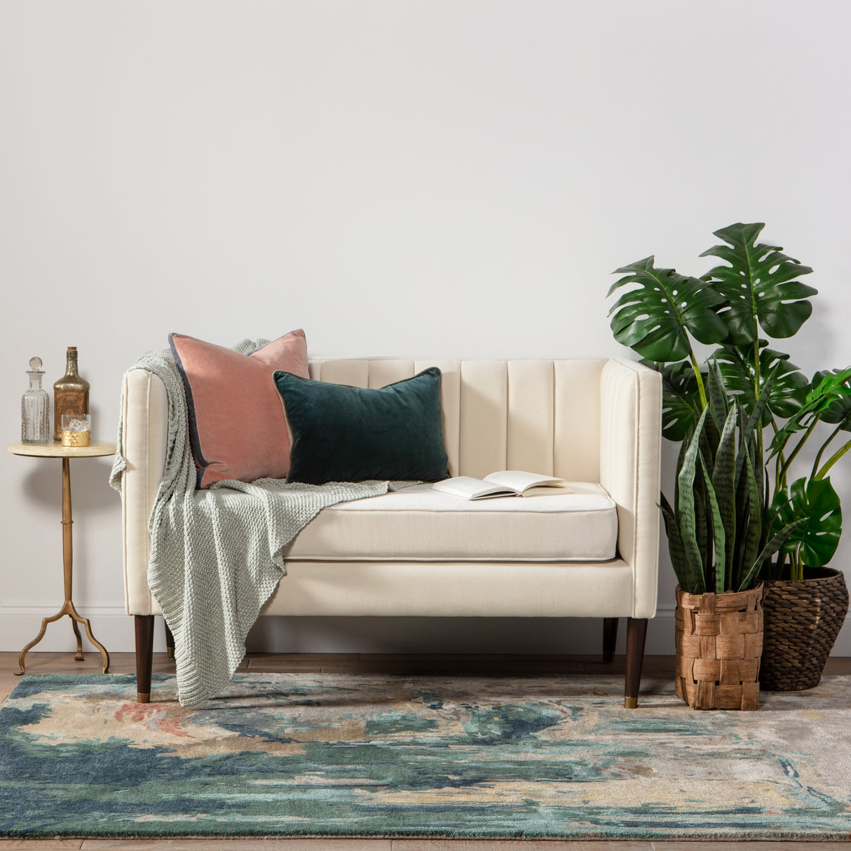The Curated Nomad Copley Handmade Abstract Teal/ Grey Area Rug