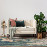 The Curated Nomad Copley Handmade Abstract Teal/ Grey Area Rug