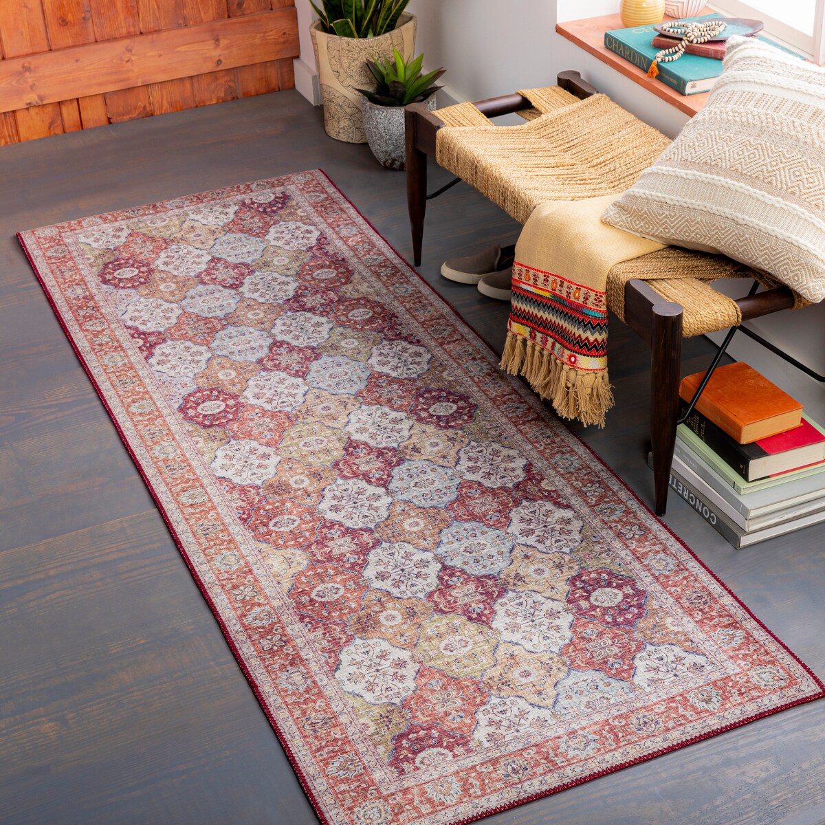 The Curated Nomad Lessingia Vintage Diamond Trellis Area Rug