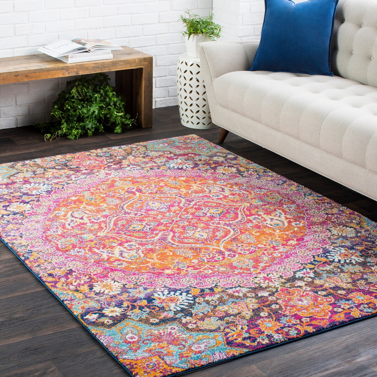 Livabliss Roanoke Vintage Persian Medallion Pink/Multi Area Rug - 2' x 3'/Surplus