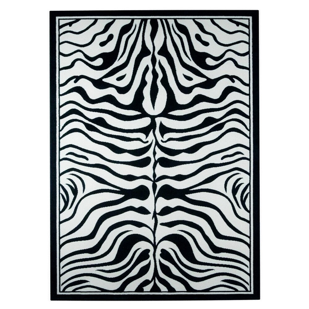 Nuloom Zebra Animal Print Black and White Rug