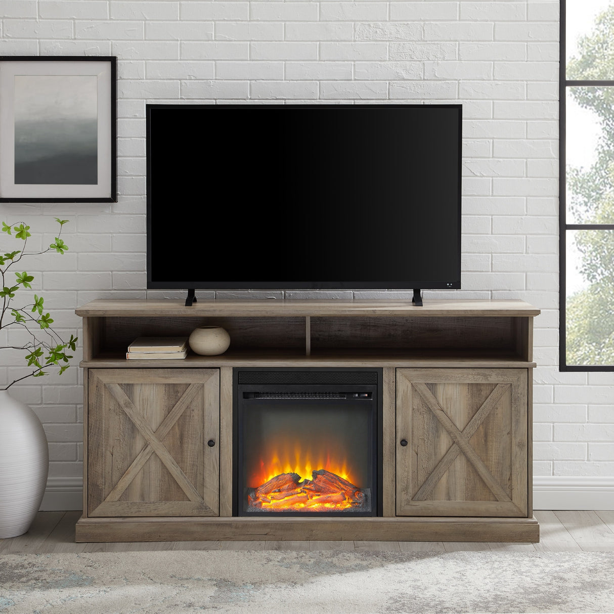 Middlebrook 60-inch Barn Door Fireplace TV Stand
