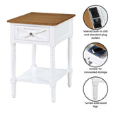 Convenience Concepts Country Oxford 1 Drawer End Table with Charging Station and Shelf