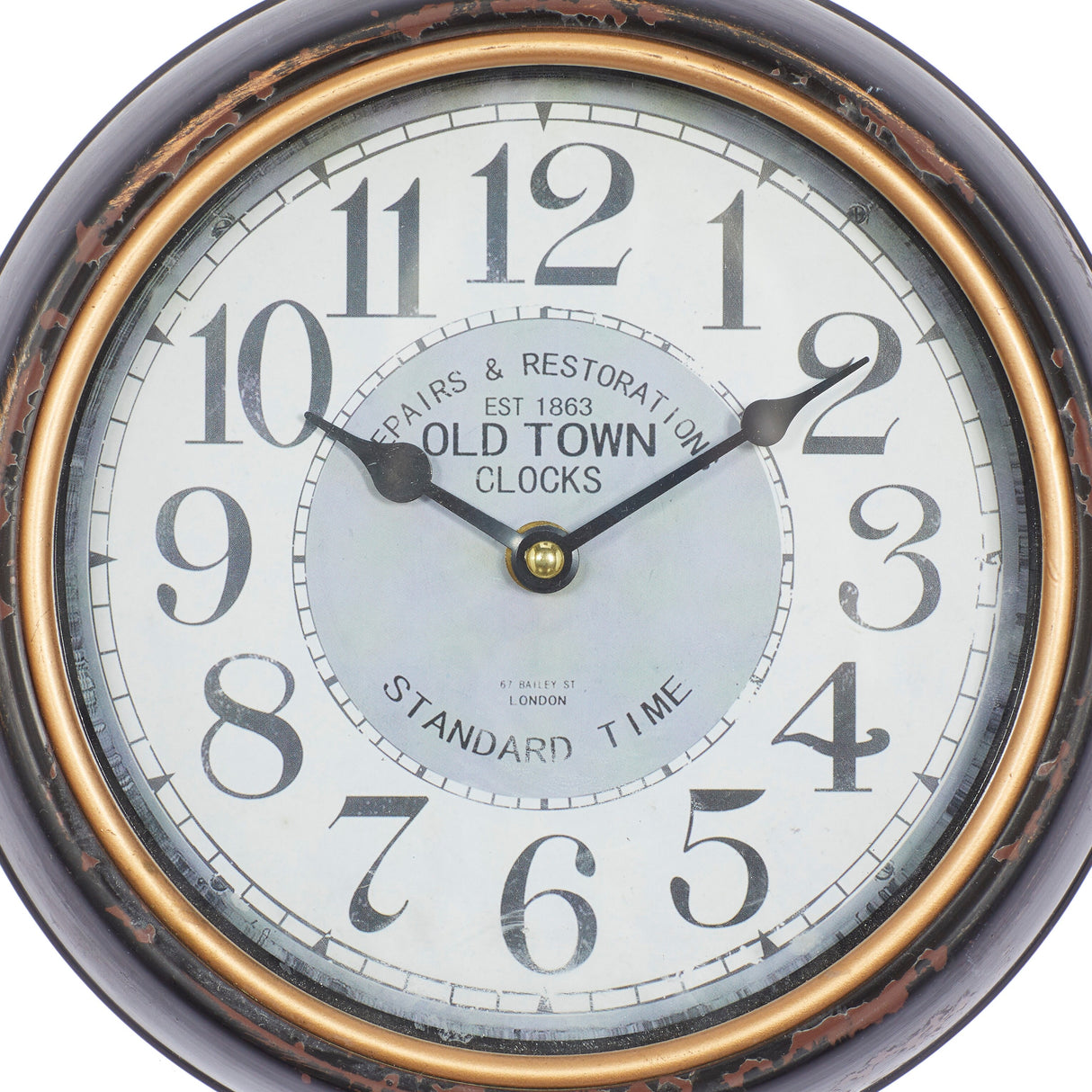 White Iron Vintage Wall Clock No Theme (Set of 2) - 10"L, 10"H