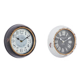 White Iron Vintage Wall Clock No Theme (Set of 2) - 10"L, 10"H