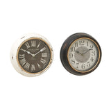 White Iron Vintage Wall Clock No Theme (Set of 2) - 10"L, 10"H