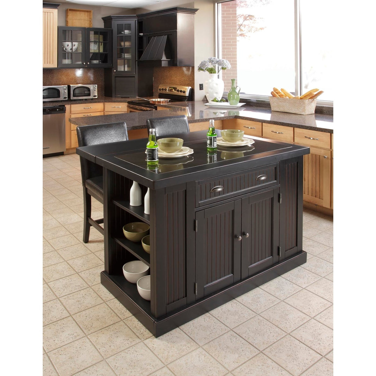 The Gray Barn Firebranch 3-pc. Distressed Black Kitchen Island Set