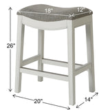 The Gray Barn Kelpie River Whitewash 26" Counter Height Stool with Gray Upholstered Seat
