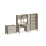 Mission Desk with Hutch, Lateral File Cabinet and 5-shelf Bookcase - 47.17"L x 23.19"W x 62.95"H - 47.17"L x 23.19"W x 62.95"H