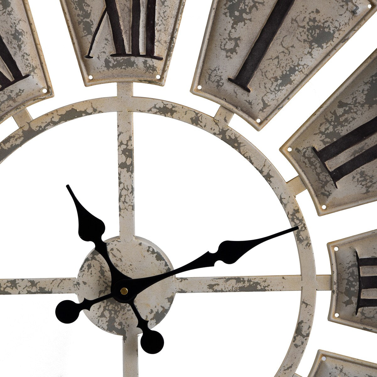 The Gray Barn Round Wall Clock with Roman Numerals on-light Weathered Face