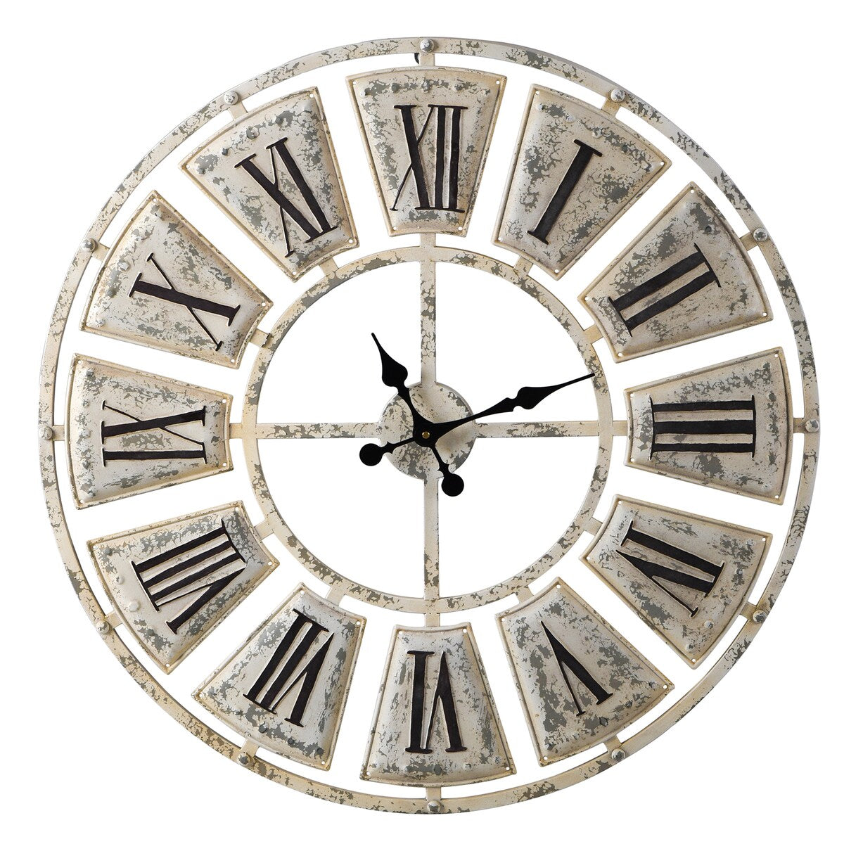 The Gray Barn Round Wall Clock with Roman Numerals on-light Weathered Face